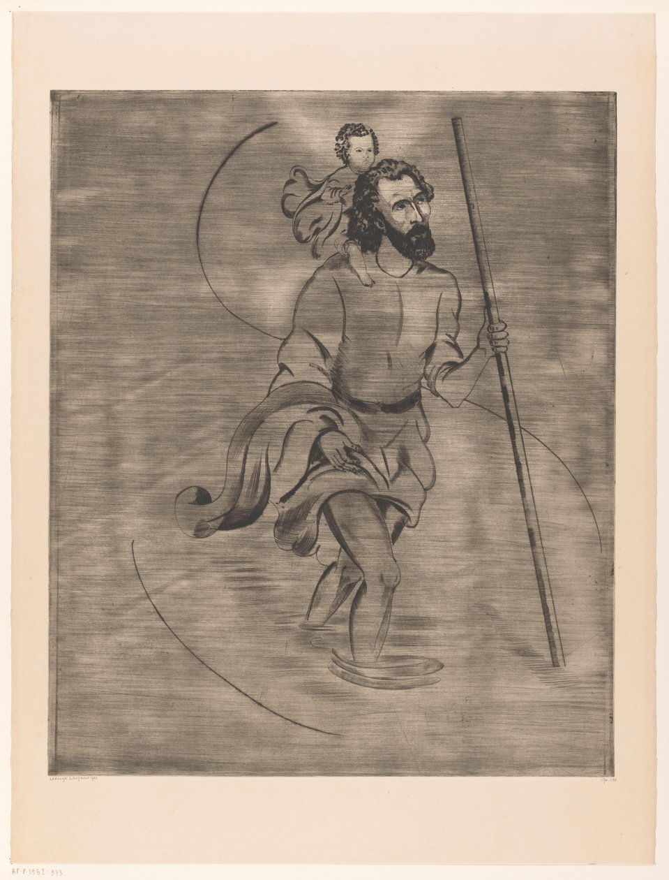 Święty Krzysztof z Dzieciątkiem Jezus Święty Krzysztof (tytuł oryginalny) autorstwa Lodewijk Schelfhout (signed by artist)