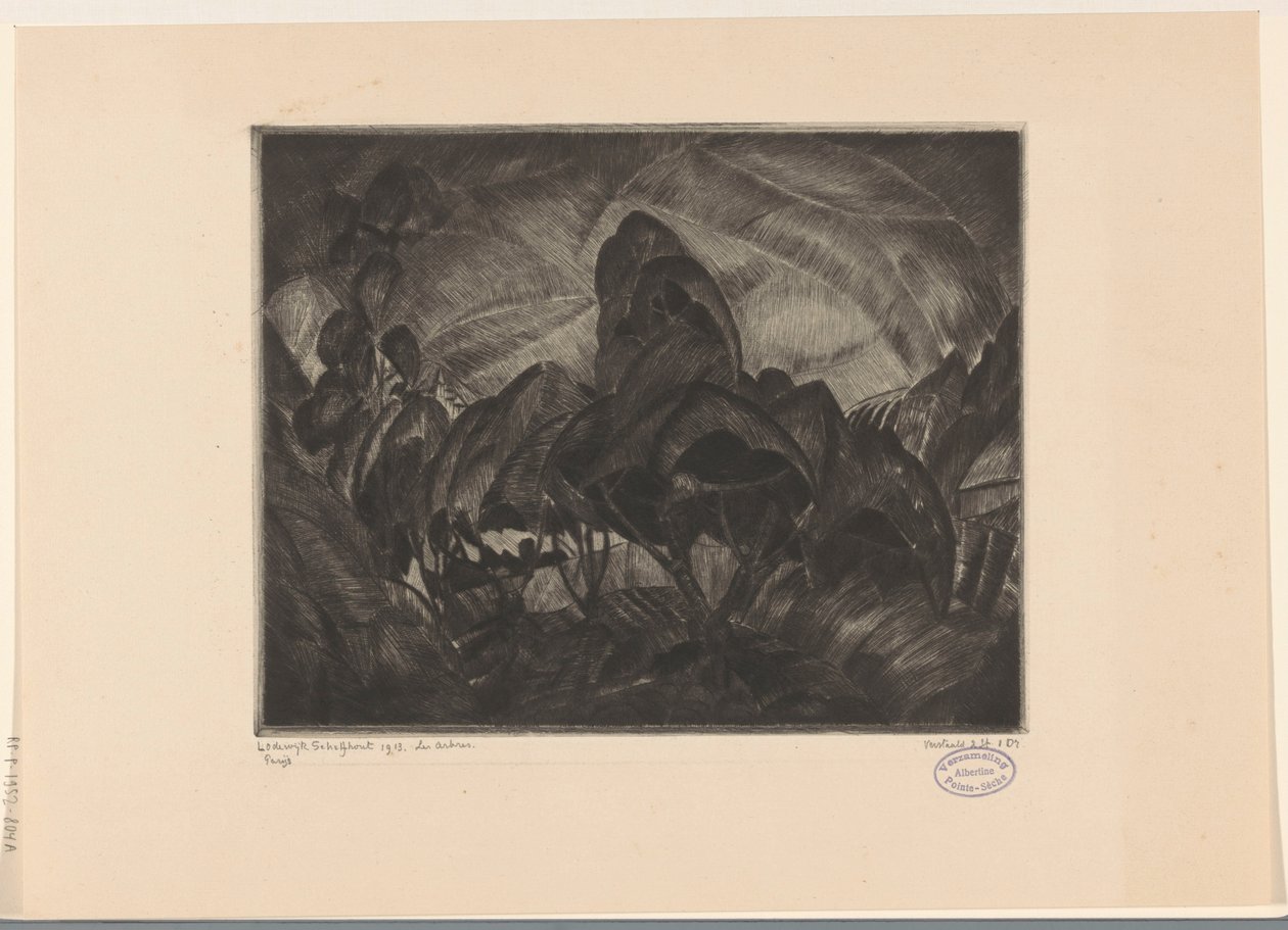 Pagórkowaty krajobraz z drzewami Les Arbres (oryginalny tytuł na obiekcie) autorstwa Lodewijk Schelfhout (signed by artist)
