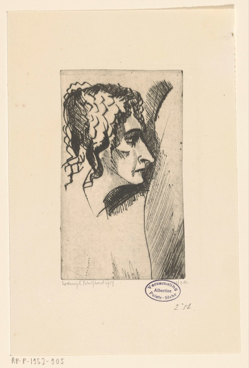 Głowa kobiety Tête de femme IV (tytuł oryginalny) autorstwa Lodewijk Schelfhout (signed by artist)