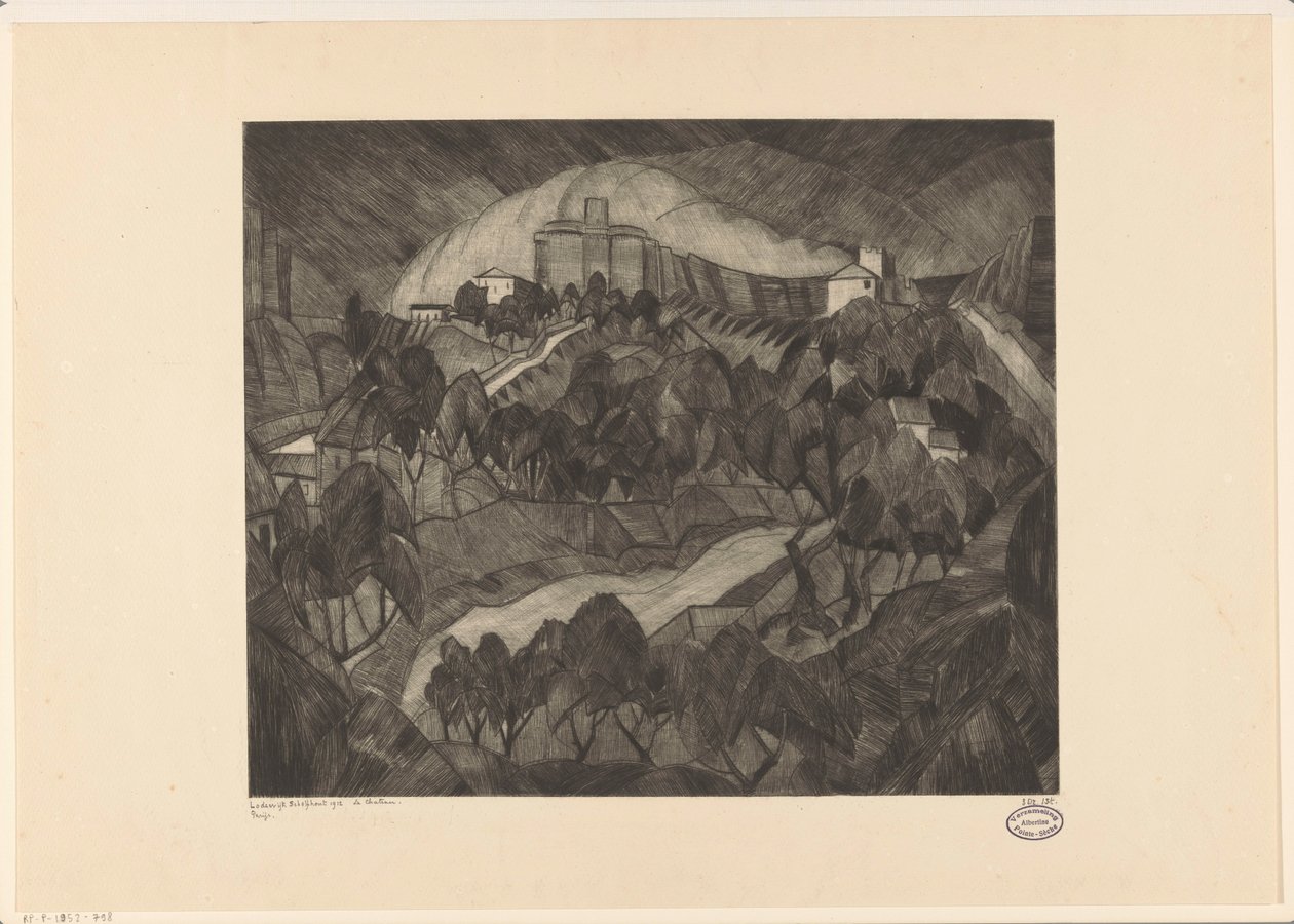 Zamek na wzgórzu Le Château I (oryginalny tytuł na obiekcie) autorstwa Lodewijk Schelfhout (signed by artist)