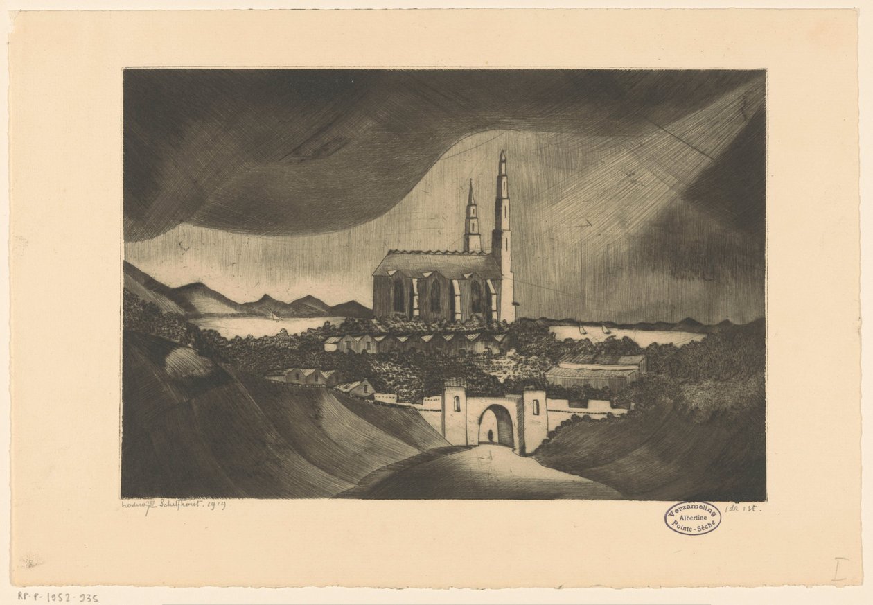 Katedra La Cathédrale (tytuł oryginalny) autorstwa Lodewijk Schelfhout (signed by artist)