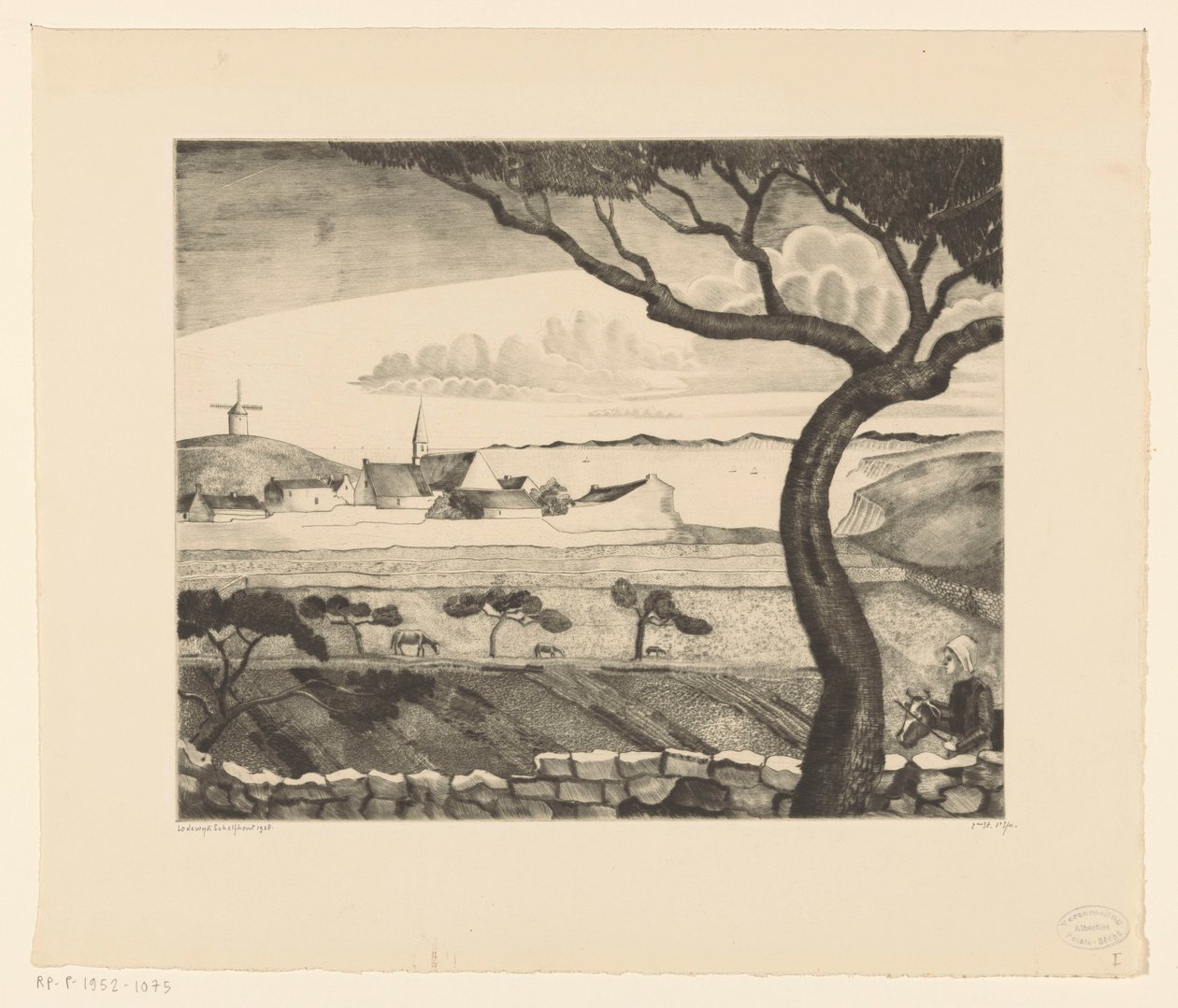 Przybrzeżny krajobraz z wiejską drogą St. Pierre (tytuł oryginalny) autorstwa Lodewijk Schelfhout (signed by artist)