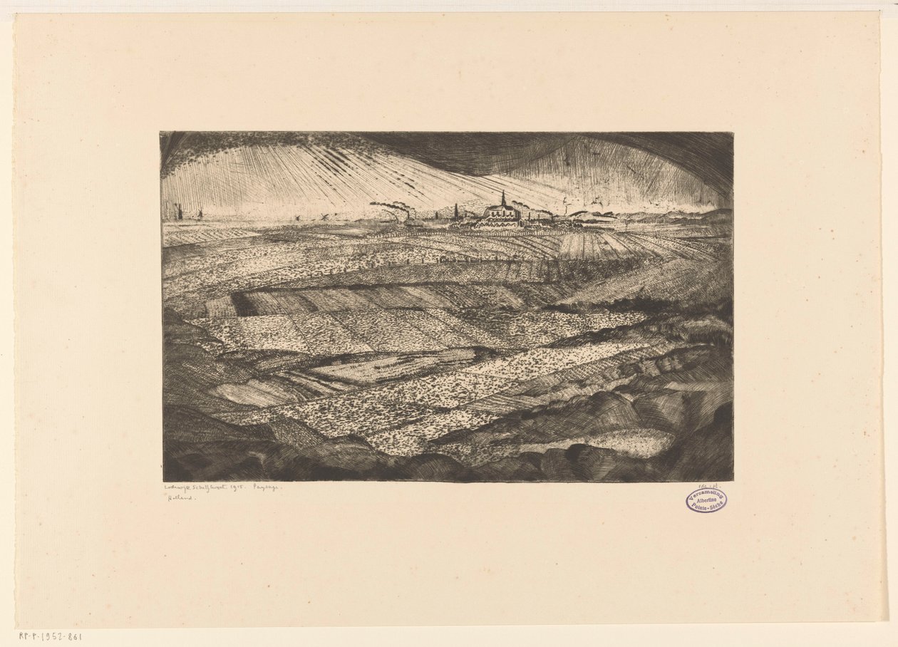 Krajobraz z polami Paysage (oryginalny tytuł na przedmiocie) autorstwa Lodewijk Schelfhout (signed by artist)