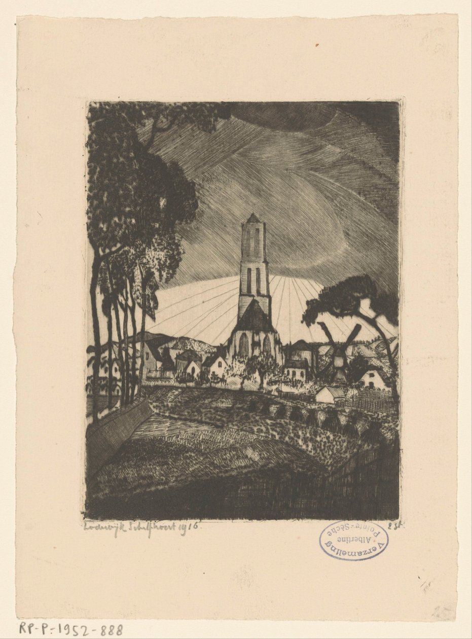 Lipa (tytuł oryginalny) autorstwa Lodewijk Schelfhout (signed by artist)