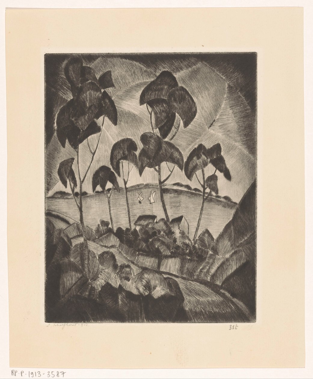 Więcej w pagórkowatym krajobrazie Le Lac (tytuł oryginalny) autorstwa Lodewijk Schelfhout (signed by artist)