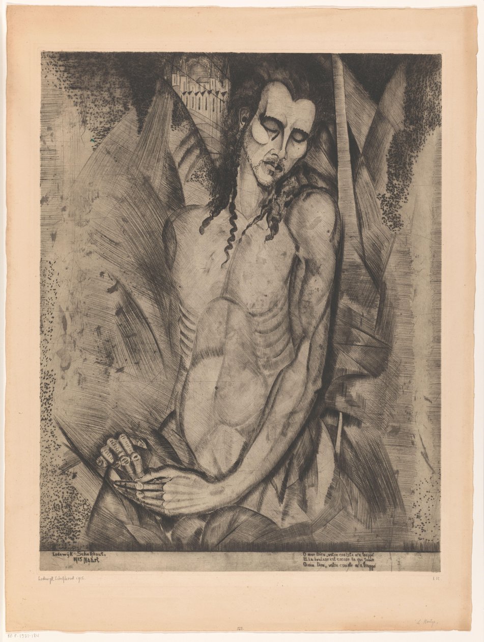 Nagi mężczyzna z zamkniętymi oczami Le Martyr (tytuł oryginalny) autorstwa Lodewijk Schelfhout (signed by artist)