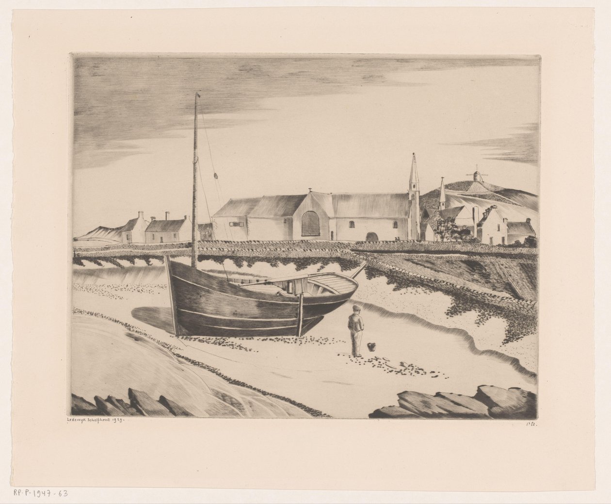Osada przybrzeżna La Baie de St. Pierre (tytuł oryginalny) autorstwa Lodewijk Schelfhout (signed by artist)