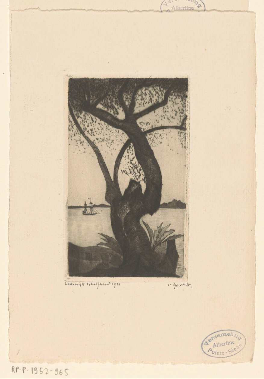 Drzewo oliwne na Korsyce Olivier, Corse (tytuł oryginalny) autorstwa Lodewijk Schelfhout (signed by artist)