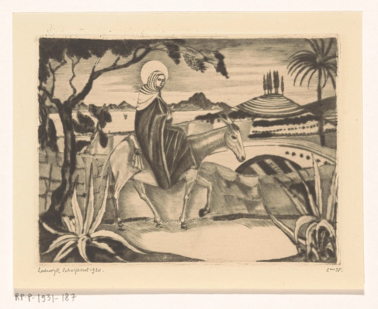 Lot do Egiptu La Fuite i Egipt II (tytuł oryginalny) autorstwa Lodewijk Schelfhout (signed by artist)