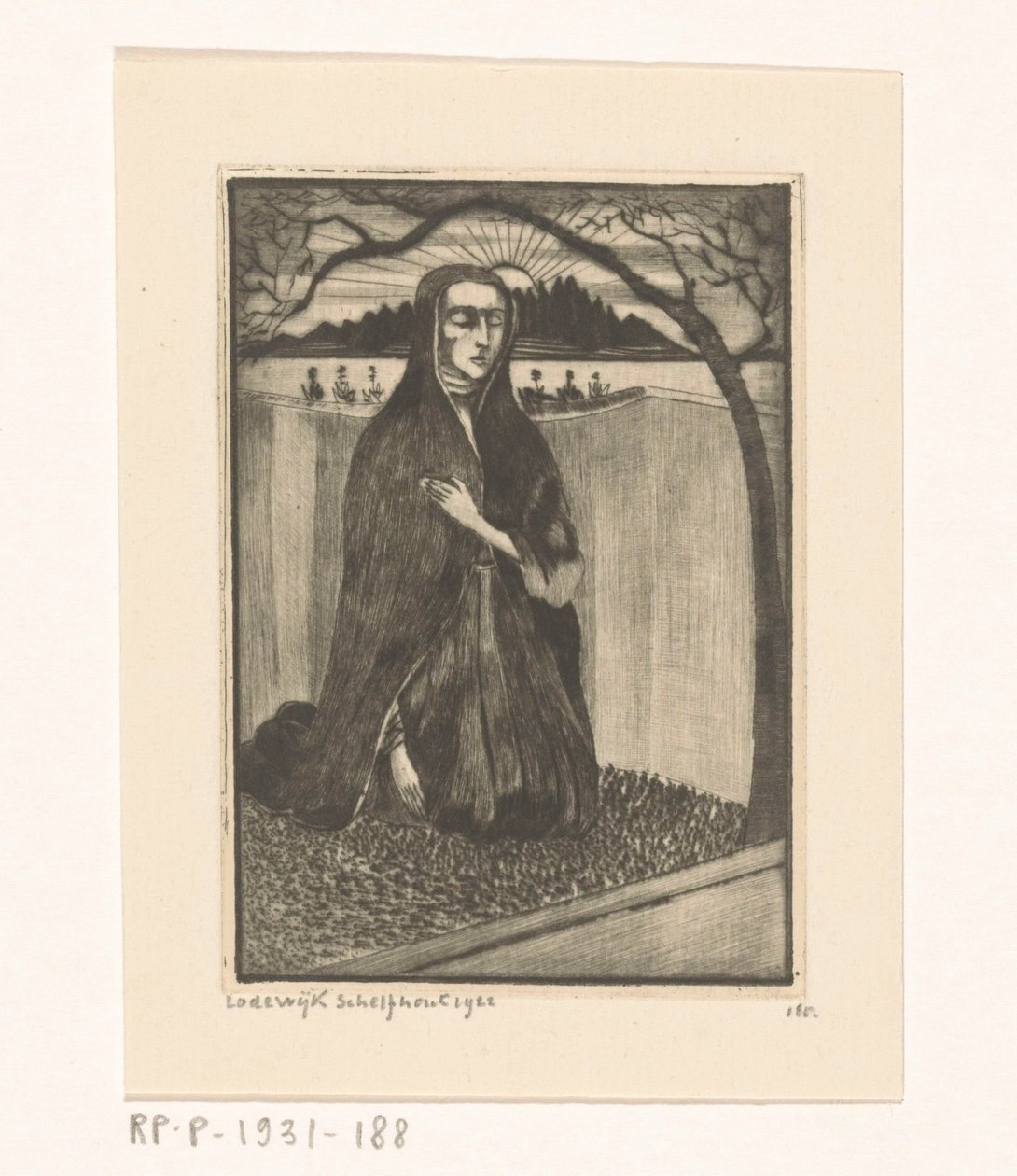 Kobieta przy grobie Femme au tombeau (tytuł oryginalny) autorstwa Lodewijk Schelfhout (signed by artist)
