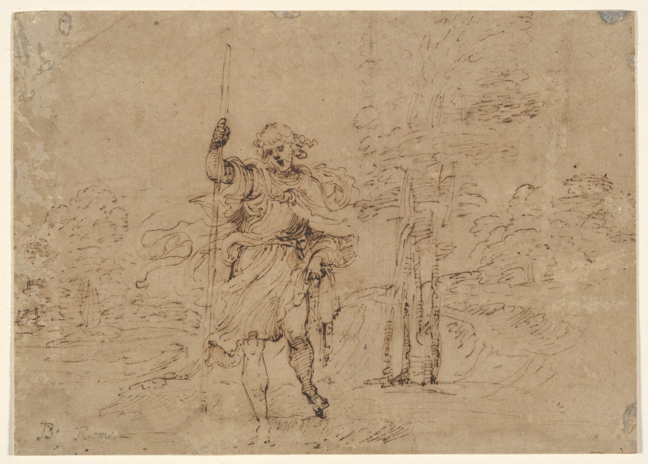 Święty Krzysztof (czy Święty Roch?) w krajobrazie autorstwa Lodovico Carracci