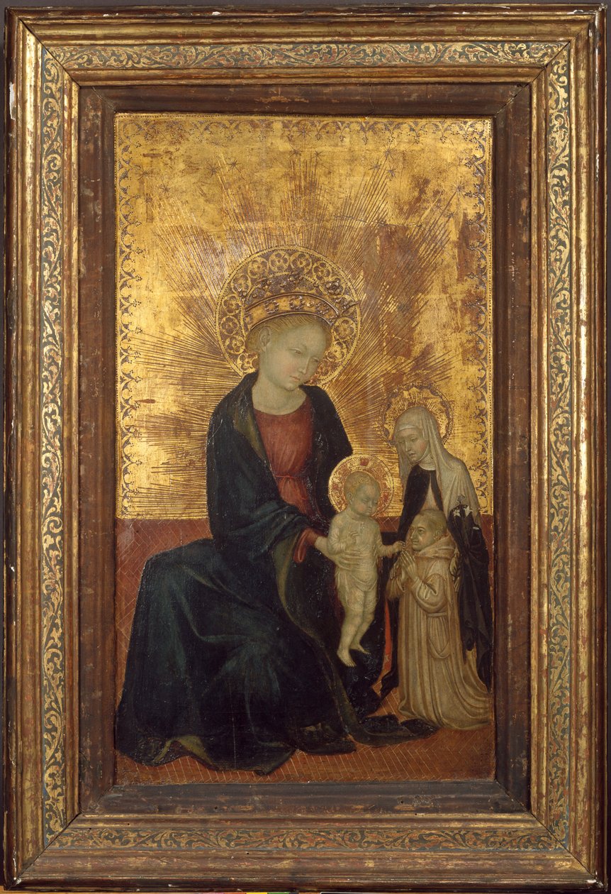 Madonna z Dzieciątkiem ze św. Katarzyną ze Sieny i darczyńcą kartuzów, ca. 1411-24. autorstwa Lombard Italian
