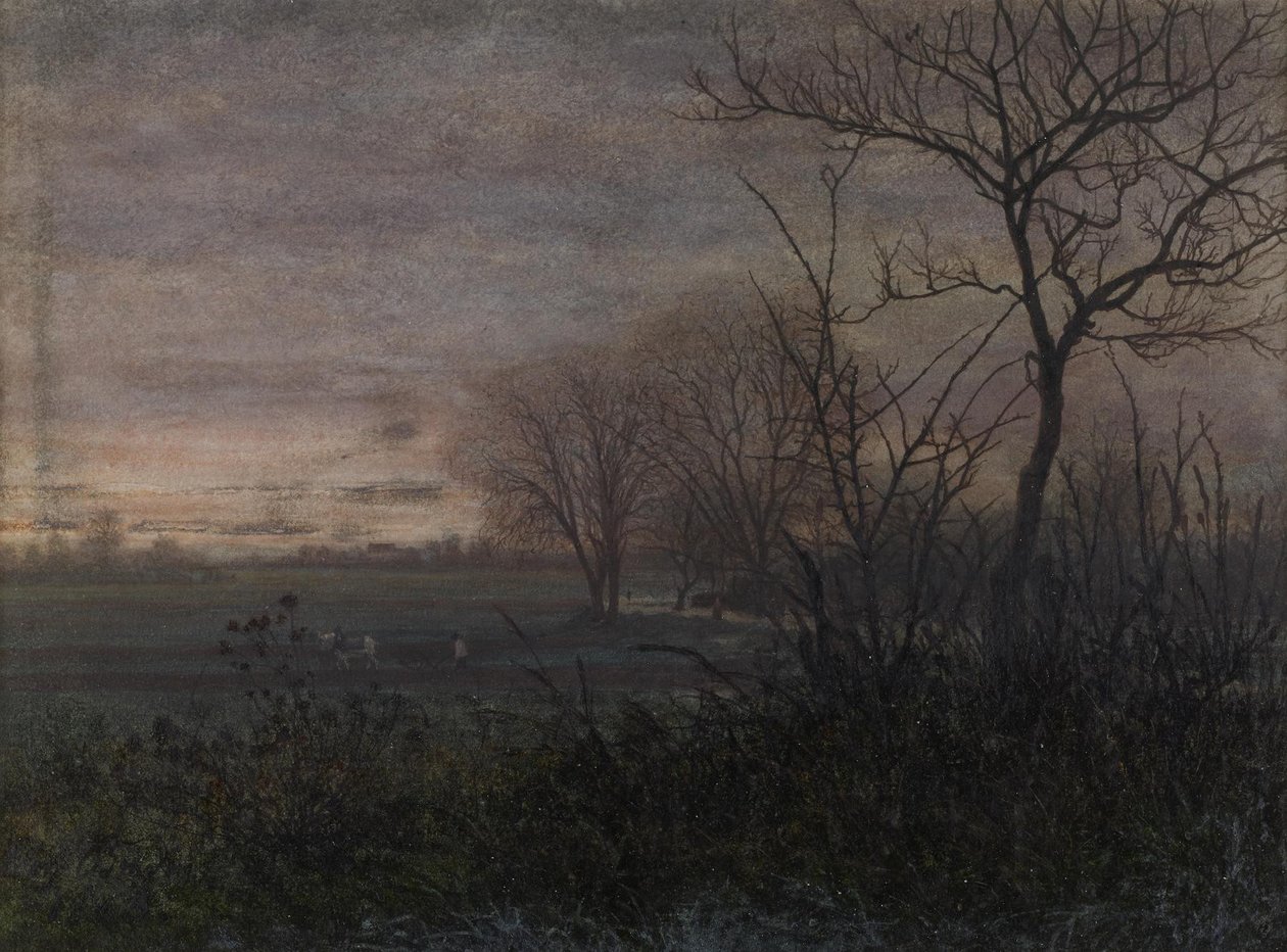 Orka o zmierzchu, 1865 (toaleta i pióro i atrament na papierze) autorstwa Léon Bonvin