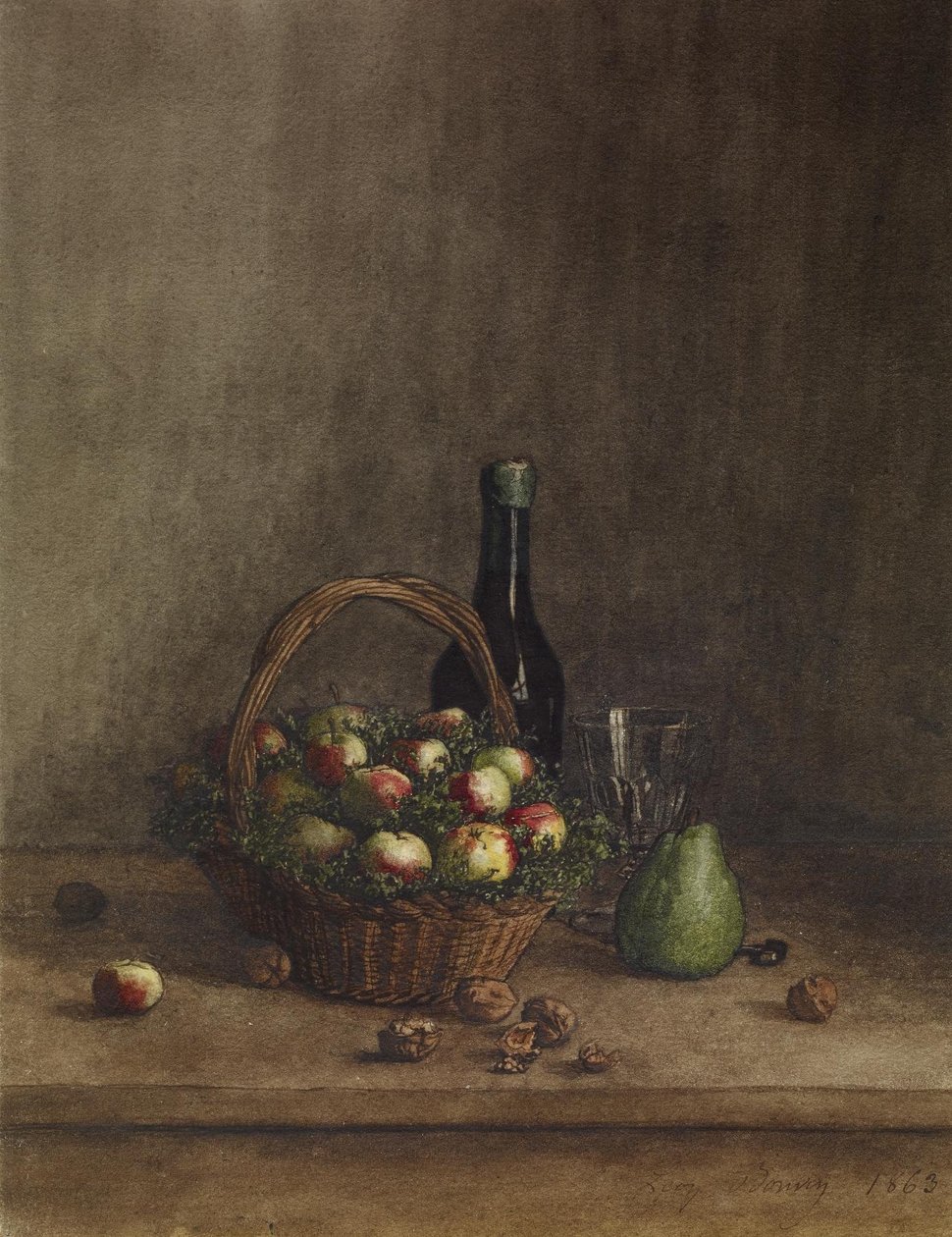 Martwa natura z winem i owocami autorstwa Léon Bonvin
