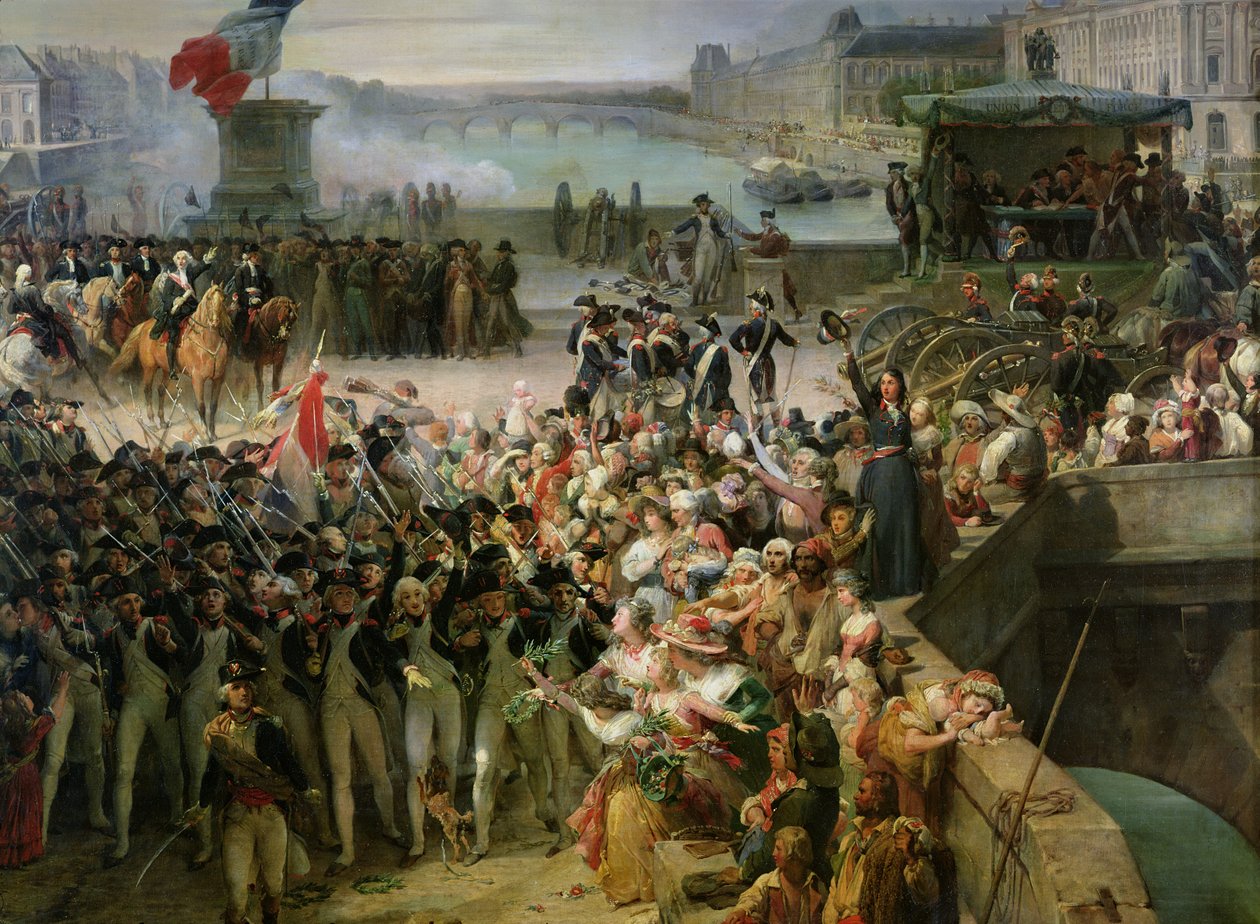 Garde Nationale de Paris odchodzi, aby wstąpić do armii we wrześniu 1792 r., ok. 1833-36 (detal z 34104) autorstwa Léon Cogniet