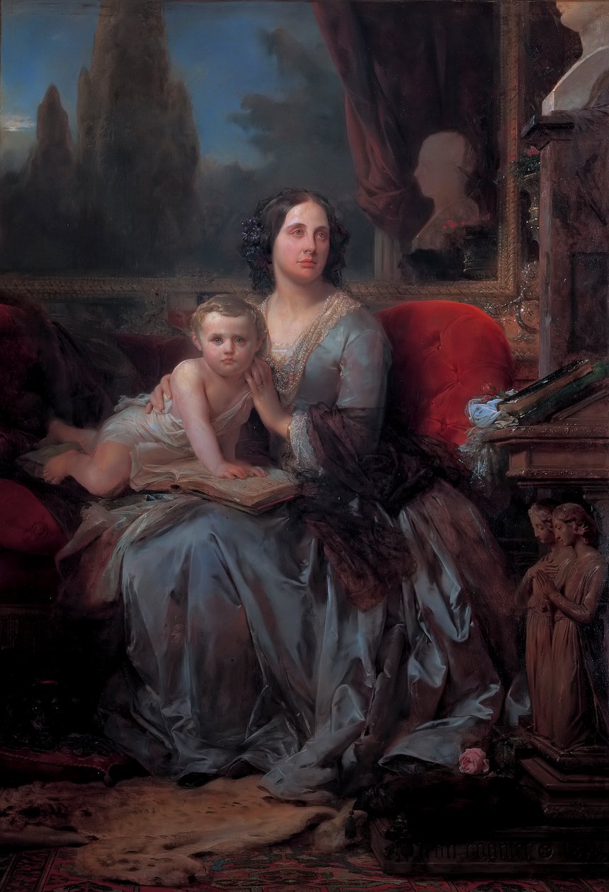 Maria Brignole-Sale De Ferrari z synem Filippo, autor: Leon Cogniet autorstwa Léon Cogniet