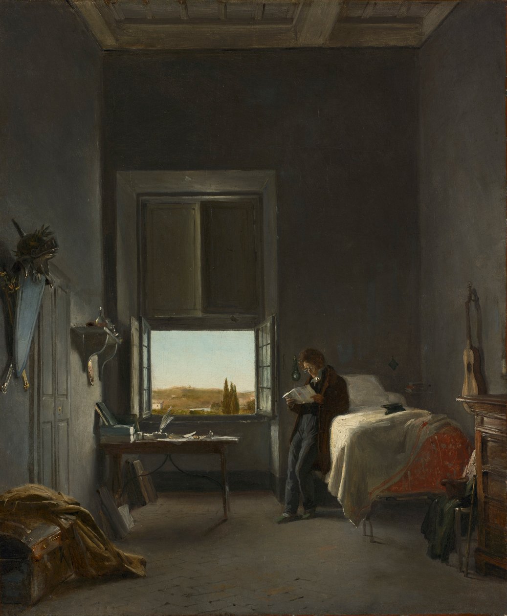 Artysta w swoim pokoju w Villa Medici, Rzym, 1817. autorstwa Léon Cogniet