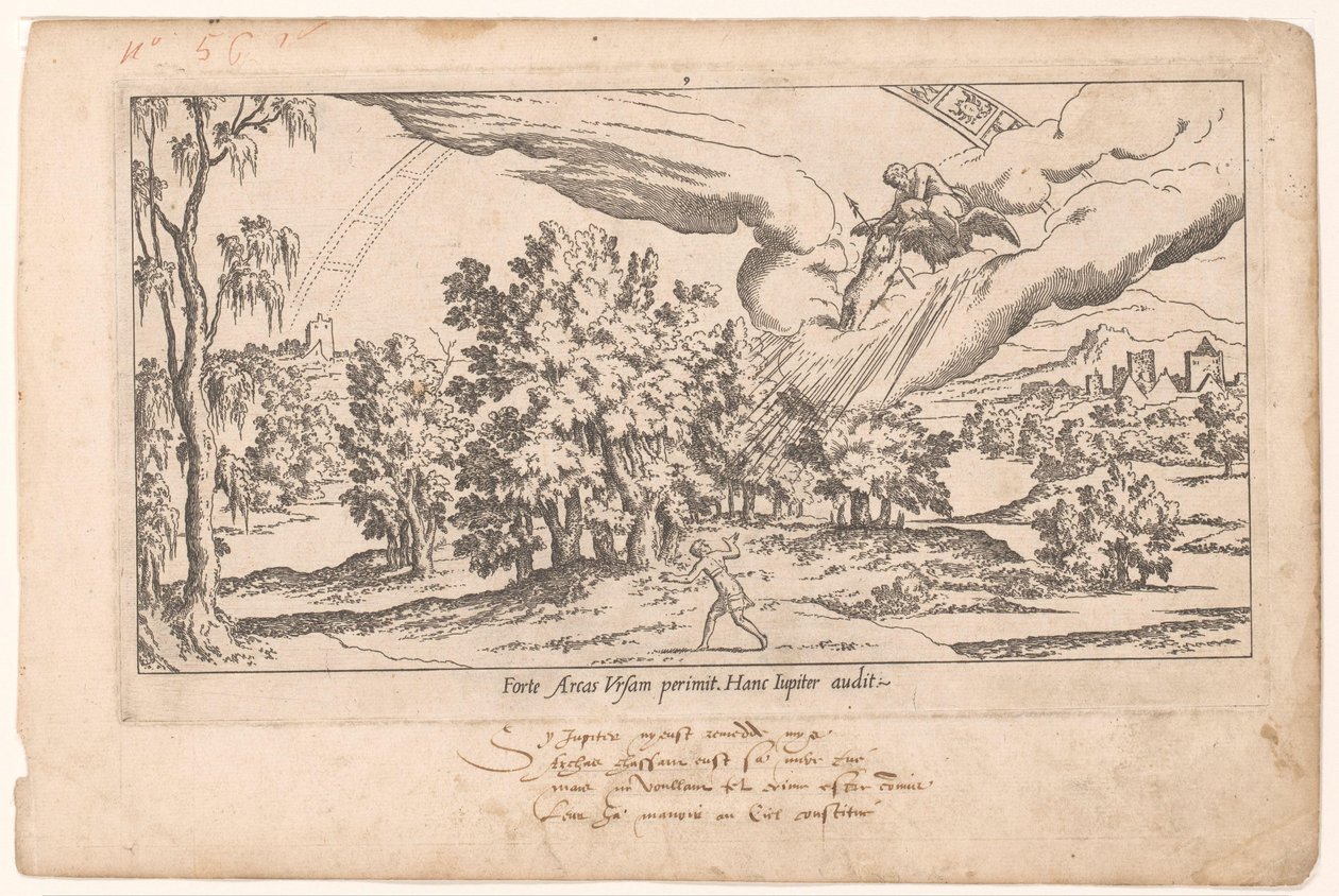 Callisto zostaje zabrany przez Jowisza na gwiaździstym niebie Le Fable de Calisto (tytuł serii) Mit Callisto (tytuł serii) autorstwa Léon Davent (attributed to)