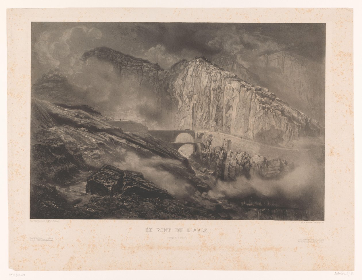 Widok na Diabelski Most na Przełęczy Świętego Gotarda Le Pont du Diable, passage du St. Gothard (tytuł na obiekcie) autorstwa Léon Jean Baptiste Sabatier