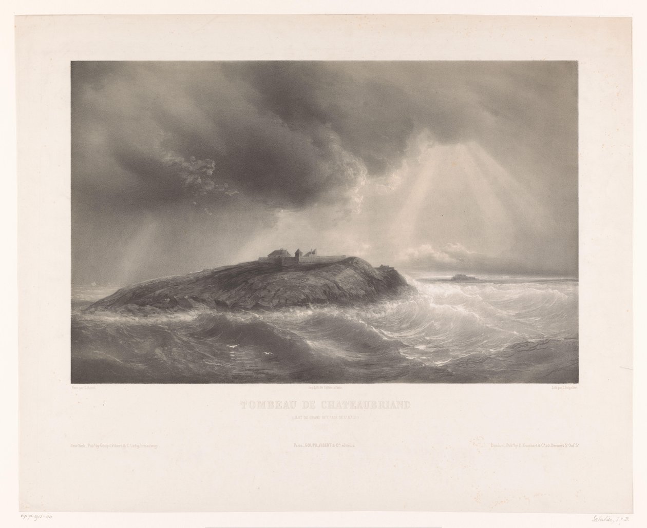 Graf van Francois-Rene de Chateaubriand Grobowiec Chateaubrianda (Ilot du Grand Bey, Rade de St. Malo) (tytuł na obiekcie) autorstwa Léon Jean Baptiste Sabatier