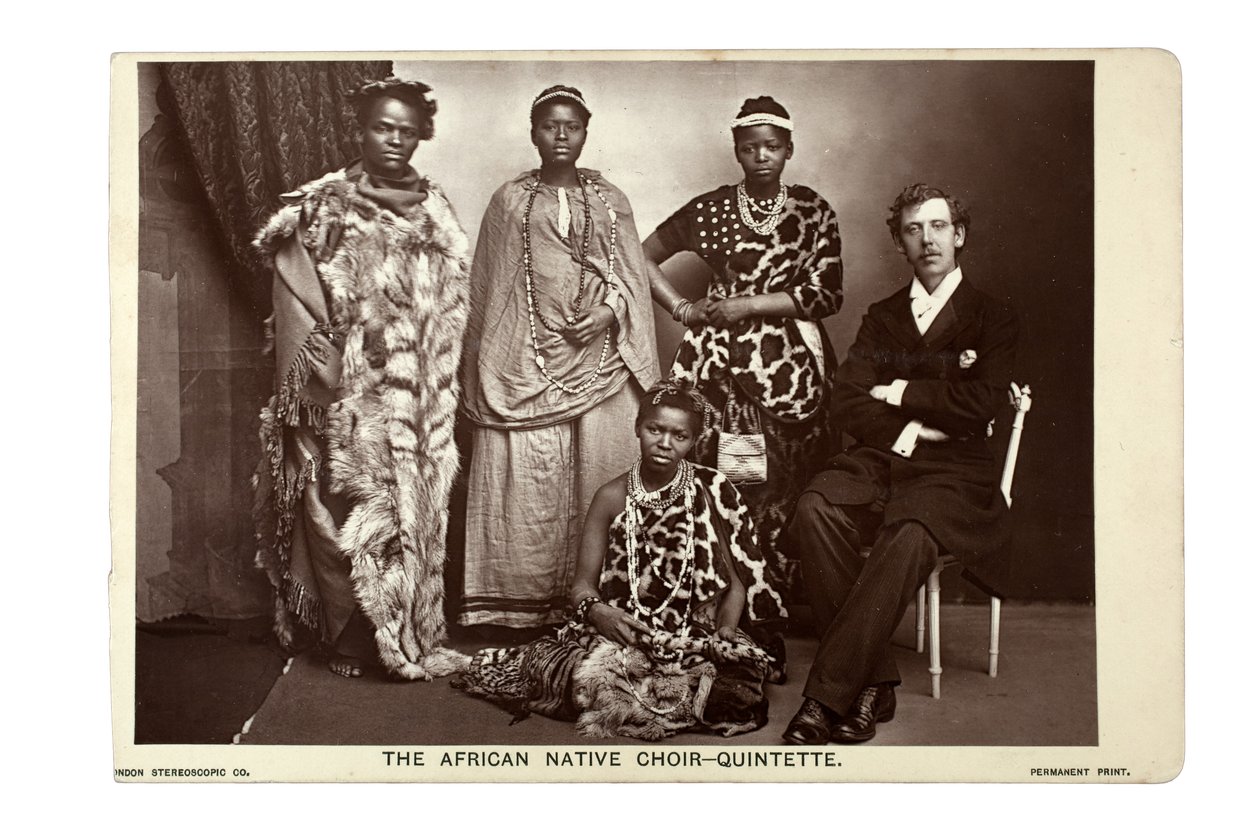 The African Native Choir Quintette, Londyn, ok. 1892 (druk węglowy) autorstwa London Stereoscopic Company