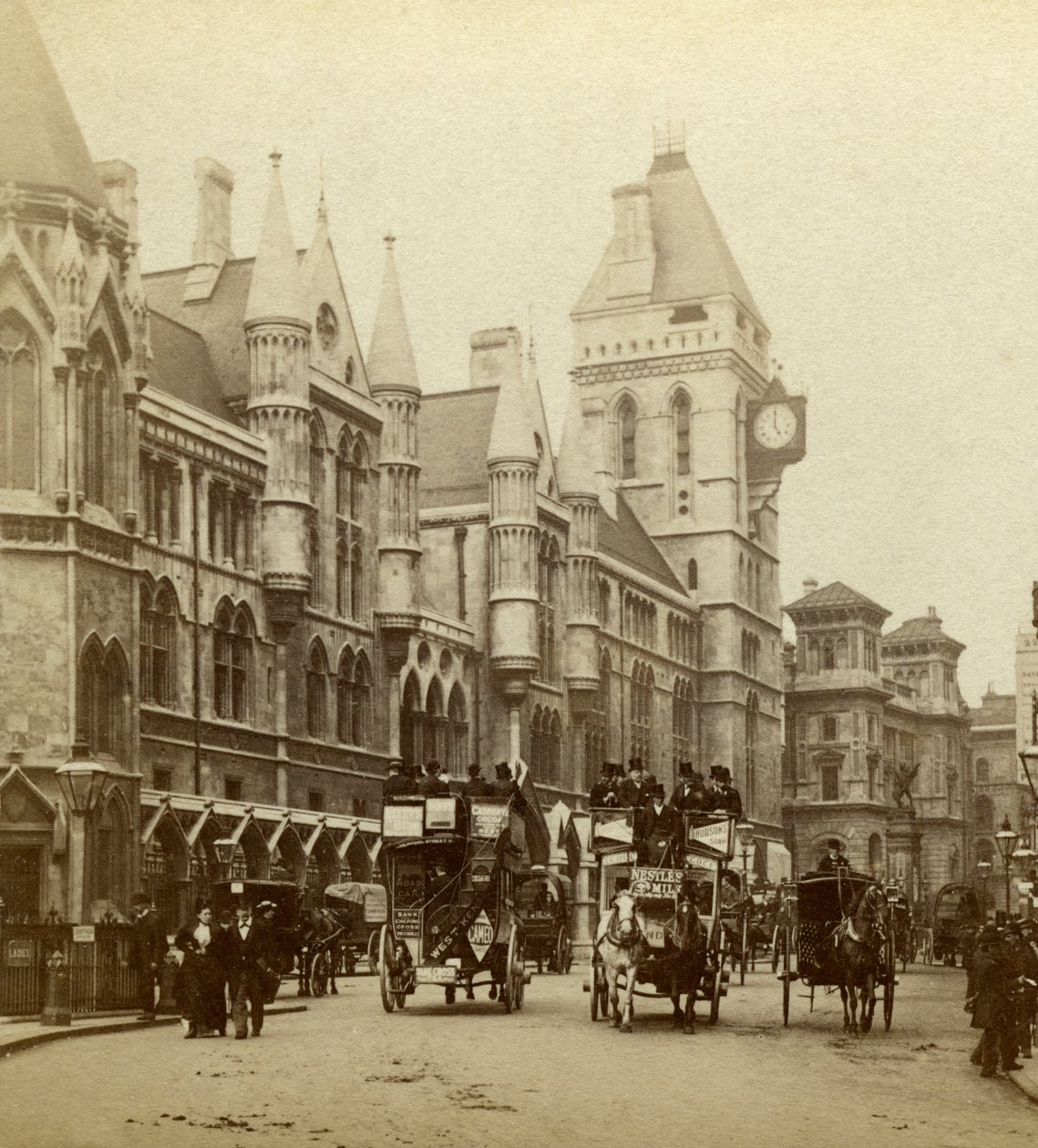 Sądy, Strand, Londyn, koniec XIX wieku. autorstwa London Stereoscopic and Photographic Co