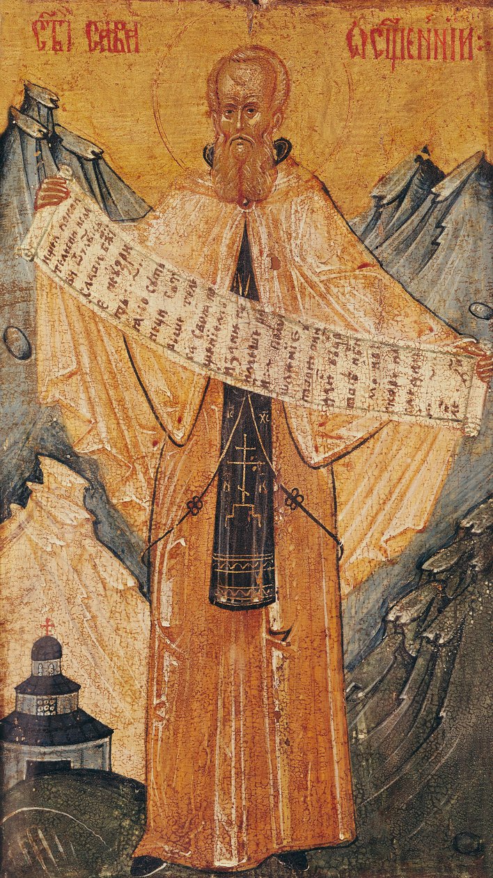 Ikona św. Sabasa z Jerozolimy, 1572 (tempera na panelu) autorstwa Longin