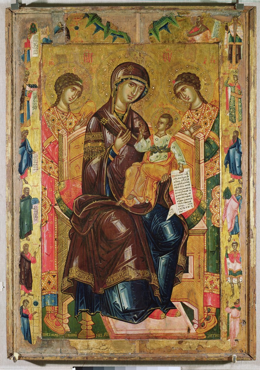 Ikona Matki Boskiej z Dzieciątkiem z Archaniołami i Prorokami, 1578 (tempera na płycie) autorstwa Longin