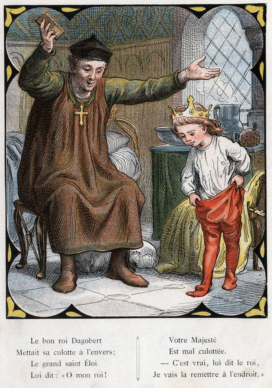Ilustracja Lorenza Frolicha (1820-1908) do popularnej piosenki „Dobry król Dagobert””. Wydanie J. Hetzel. Około 1880 r. autorstwa Lorens Frolich