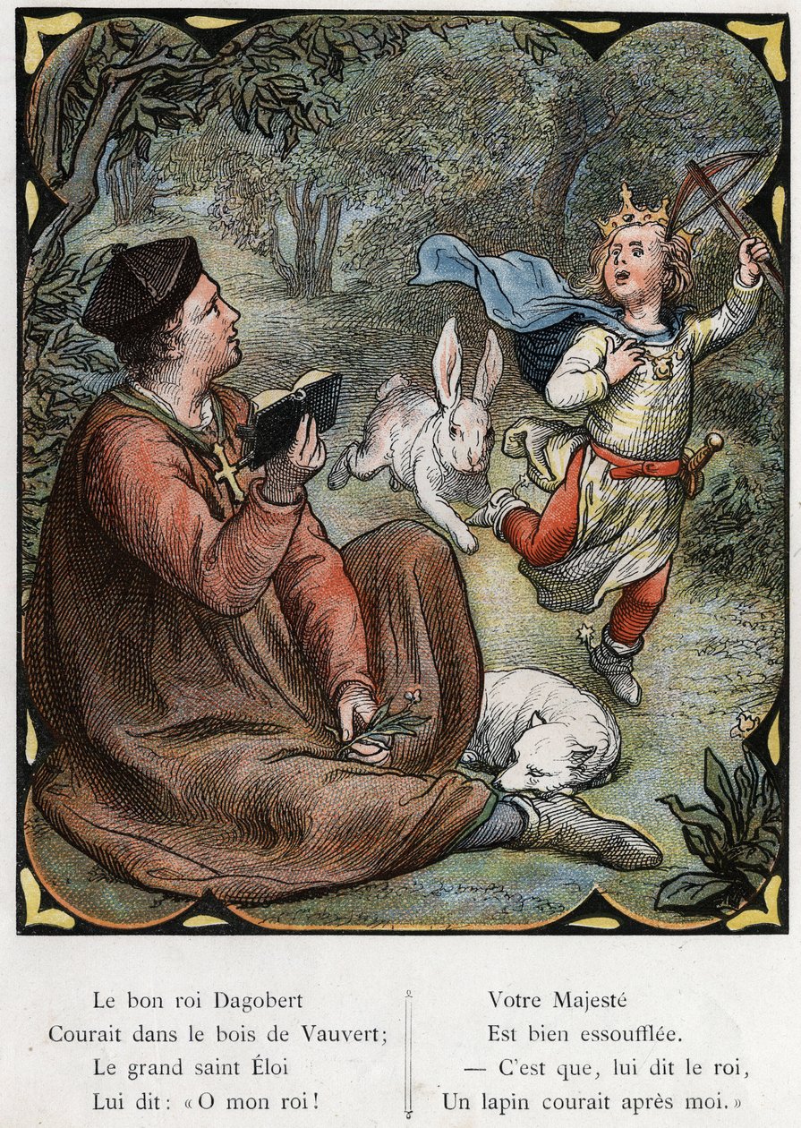 Ilustracja Lorenza Frolicha (1820-1908) do popularnej piosenki „Dobry król Dagobert””. Wydanie J. Hetzel. Około 1880 r. autorstwa Lorens Frolich