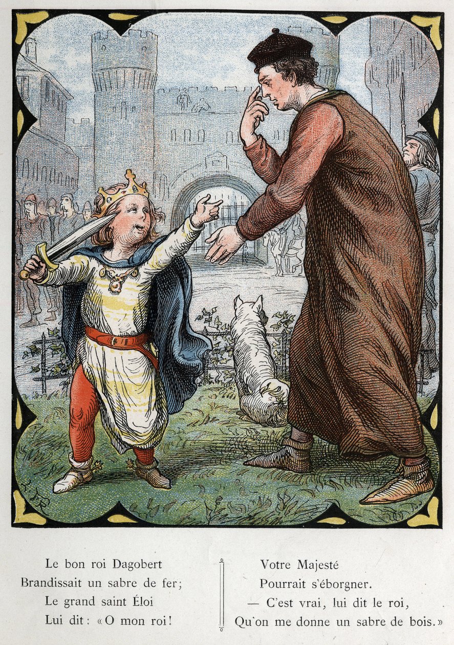 Ilustracja Lorenza Frolicha (1820-1908) do popularnej piosenki „Dobry król Dagobert””. Wydanie J. Hetzel. Około 1880 r. autorstwa Lorens Frolich