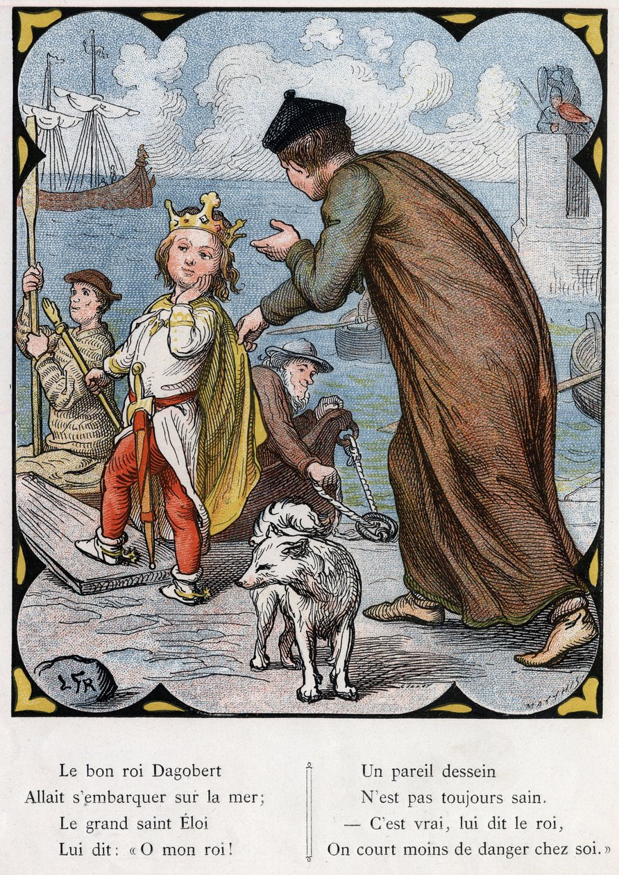Ilustracja Lorenza Frolicha (1820-1908) do popularnej piosenki „Dobry król Dagobert””. Wydanie J. Hetzel. Około 1880 r. autorstwa Lorens Frolich
