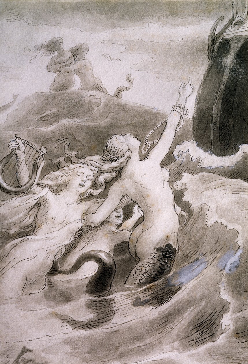 Mała Syrenka, ilustracja Lorenza Frolicha (1820-1908) do baśni Hansa Christiana Andersena (1805-1875) autorstwa Lorens Frolich