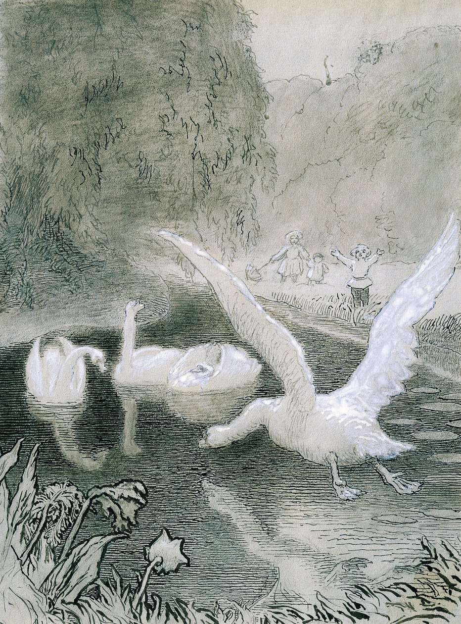 Brzydkie kaczątko, ilustracja Lorenza Frolicha (1820-1908) do baśni Hansa Christiana Andersena (1805-1875) autorstwa Lorens Frolich