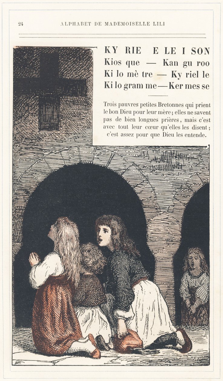 Kyrie Eleison, Kiosk, Kanguroo, Kilometre, Kyrielle, Kilogram, Kermesse, strona 24 - Alfabet autorstwa Mademoiselle Lili, L. Froelicha i taty (samego Hetzela). Bibliotheque  Magasin d