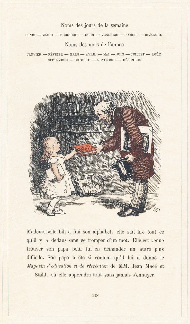 Mademoiselle Lili potrafi czytać, strona 40 - Alfabet Mademoiselle Lili, autorstwa L. Froelicha i taty (samego Hetzela). Bibliotheque  Magasin d