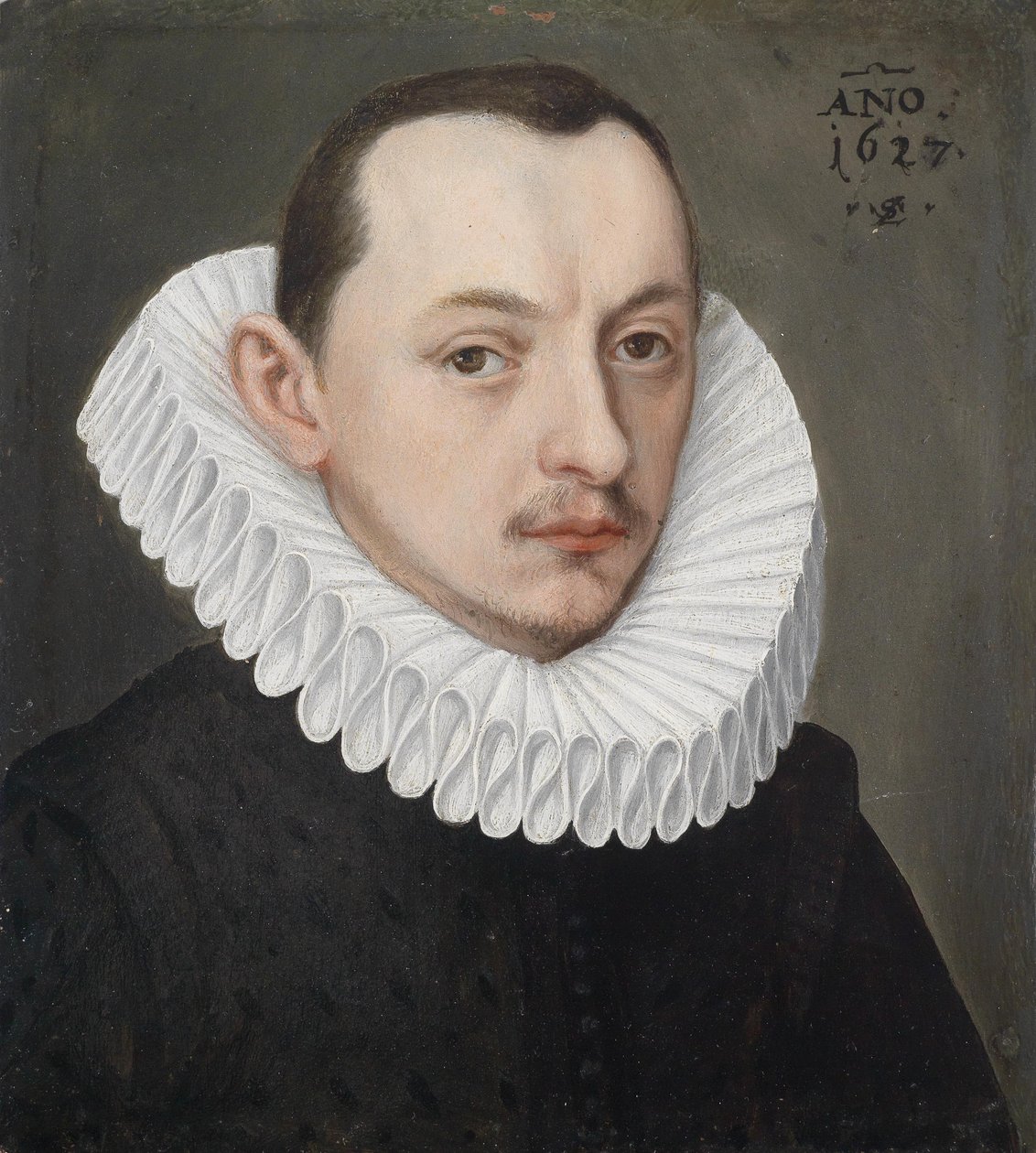 Portret dżentelmena z kołnierzem z kamienia młyńskiego autorstwa Lorenz Strauch