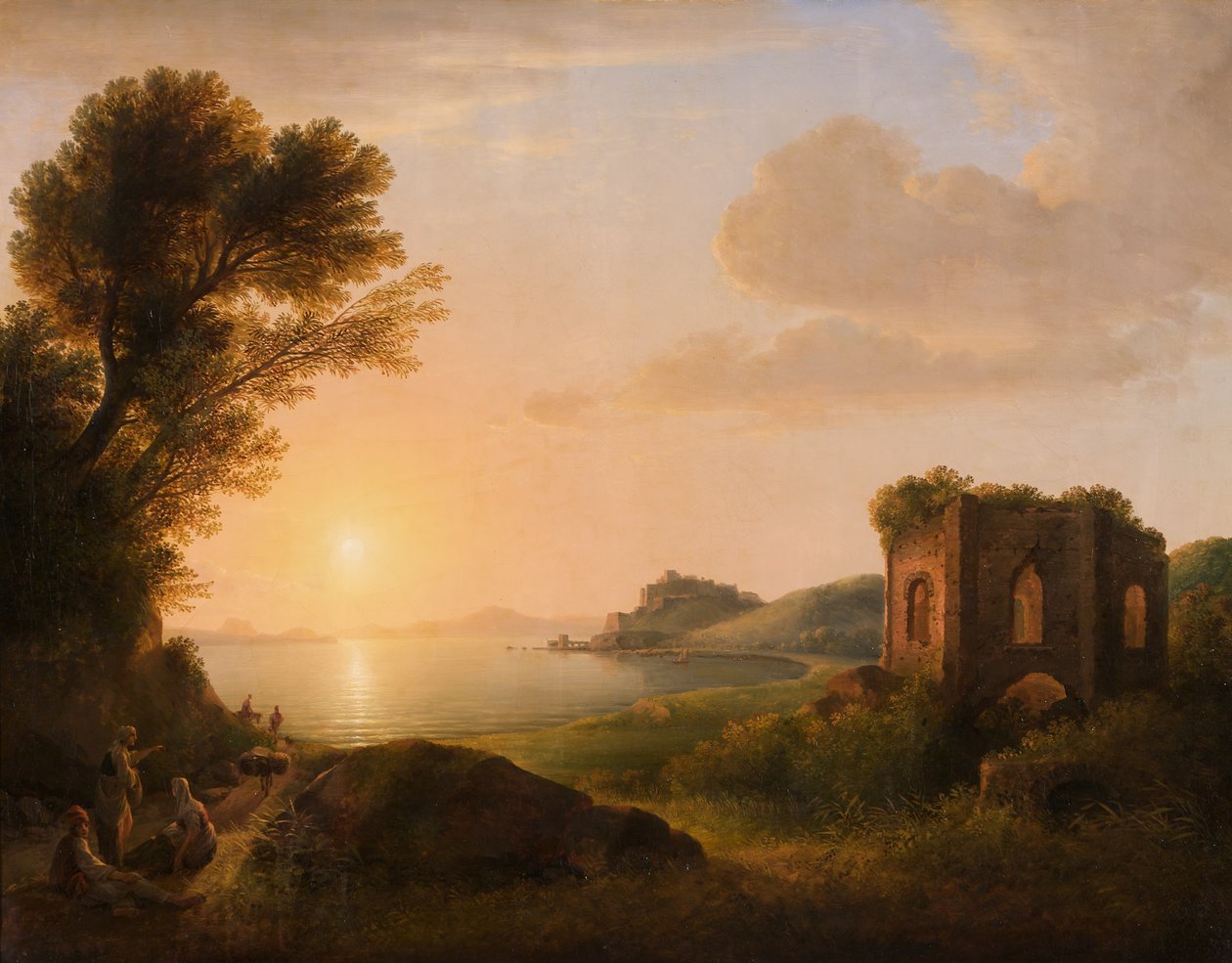 Zatoka Baiae o zachodzie słońca autorstwa Lorenz Adolf Schönberger