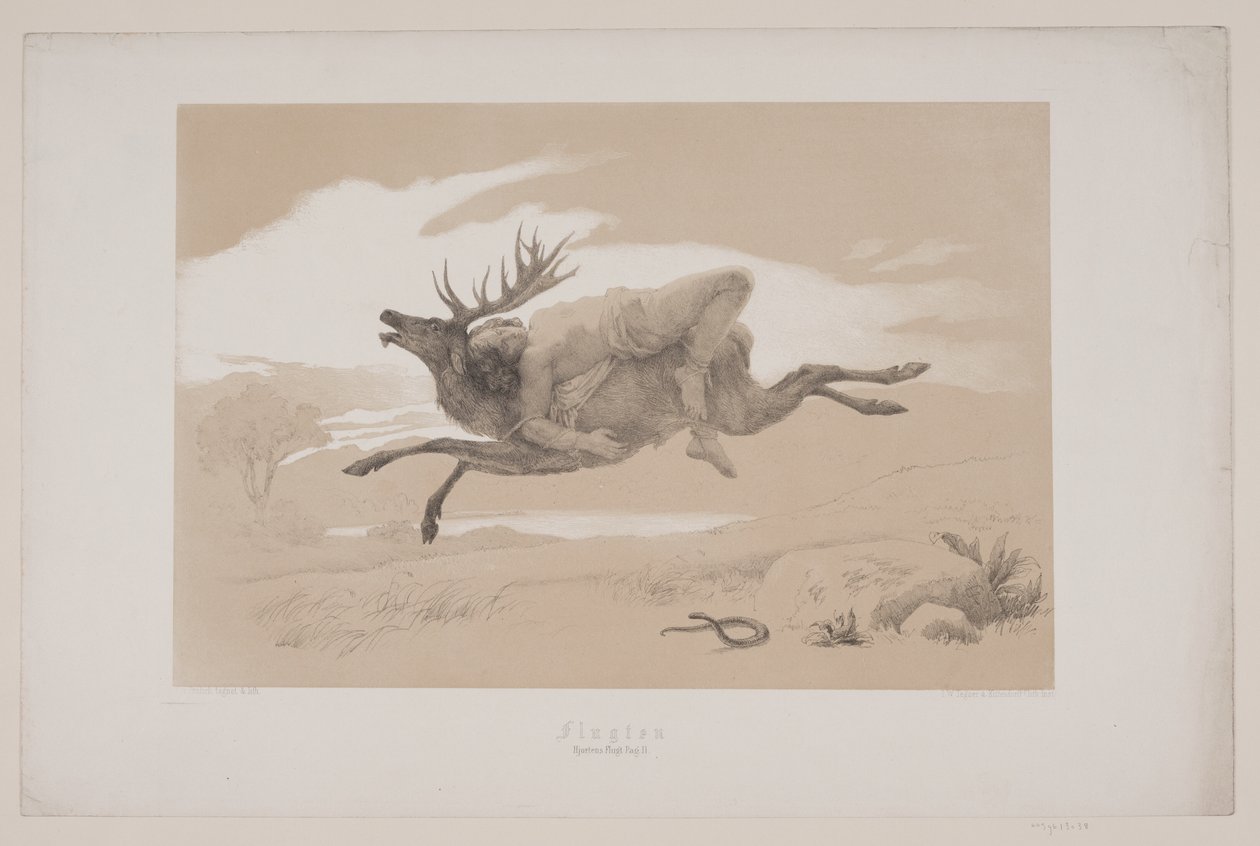 Lot, s. 11, ilustracja do „Lotu jelenia” Christiana Winthera autorstwa Lorenz Frølich