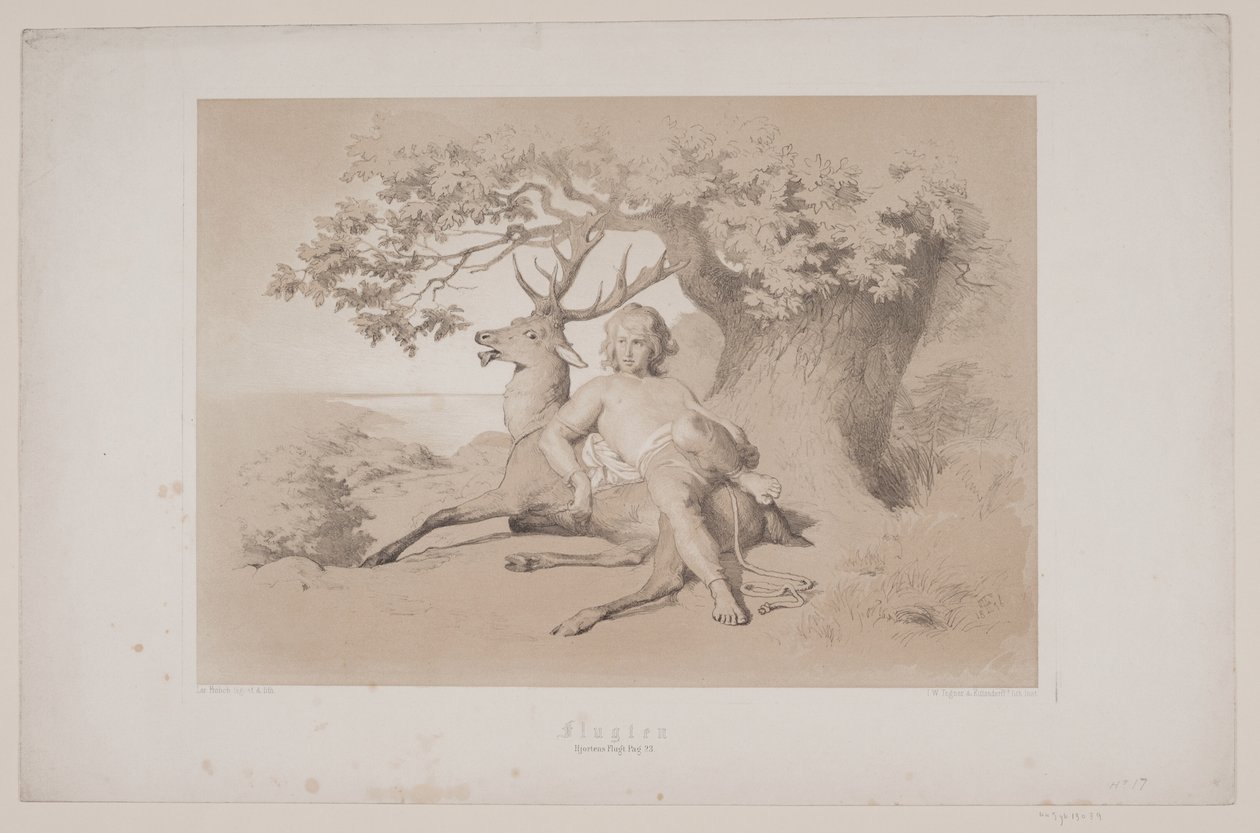 Lot, s. 23, ilustracja do "Lotu jelenia" Christiana Winthera autorstwa Lorenz Frølich