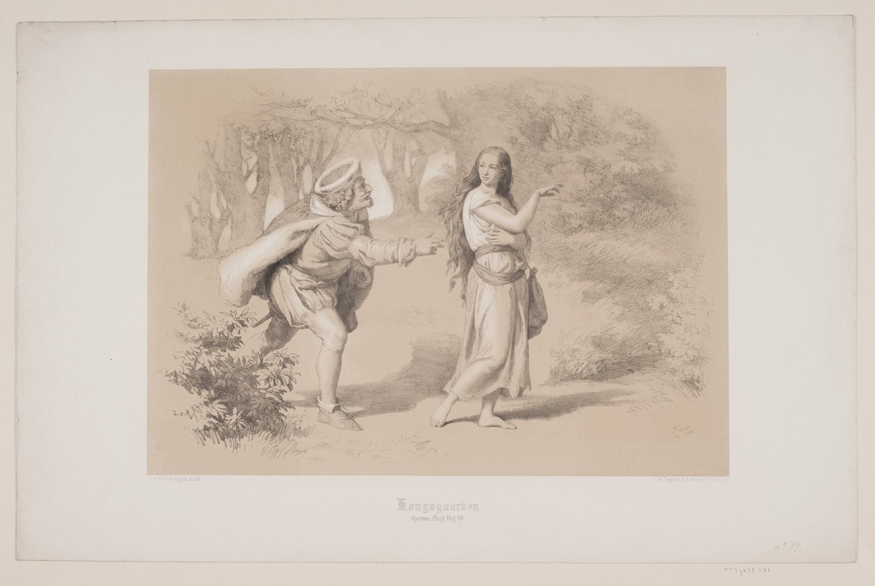 Kongsgården, pag. 69, ilustracja do "Lotu jelenia" Christiana Winthera autorstwa Lorenz Frølich