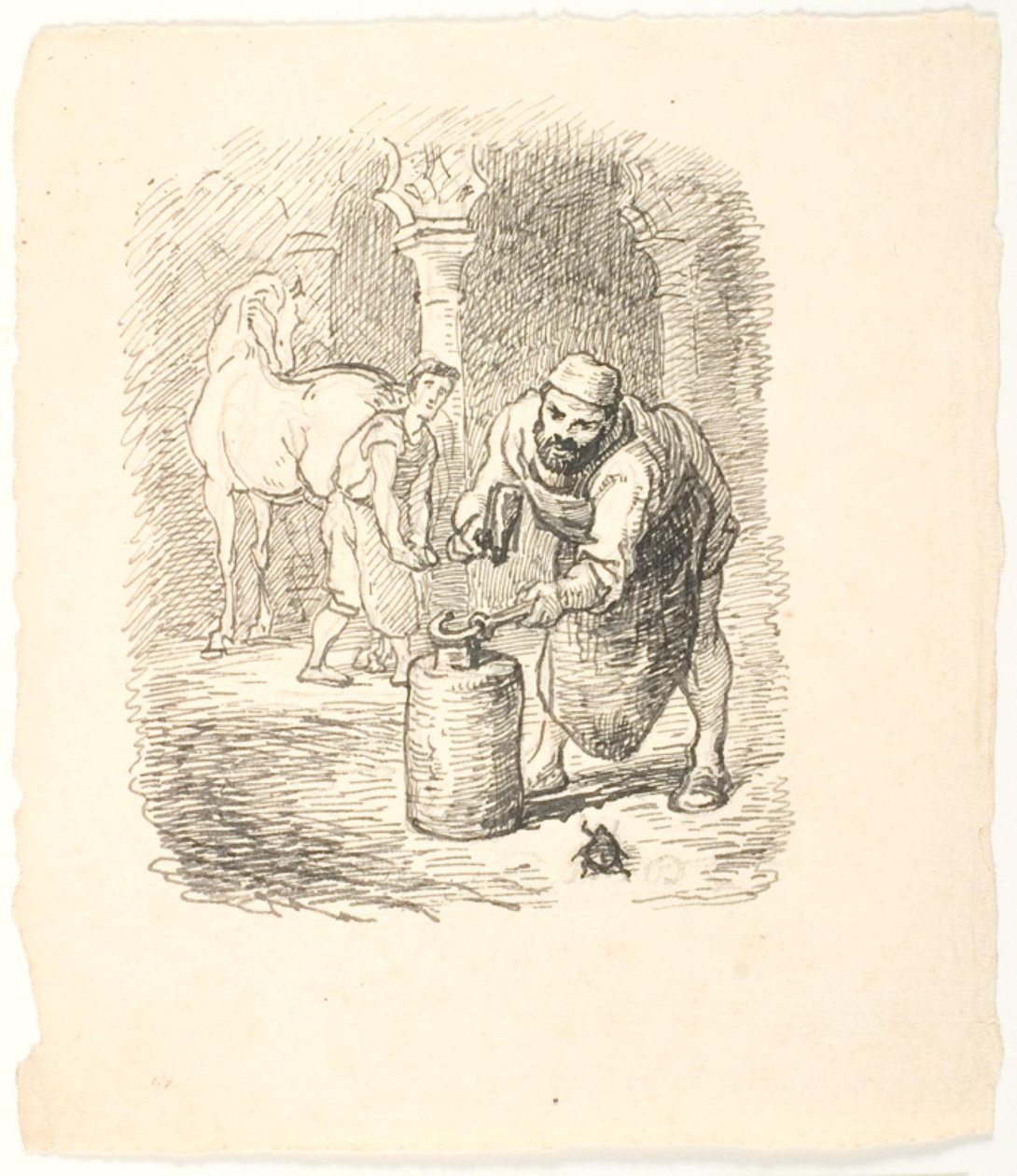 Szkic ilustracji dla Skarnbassen autorstwa Lorenz Frølich