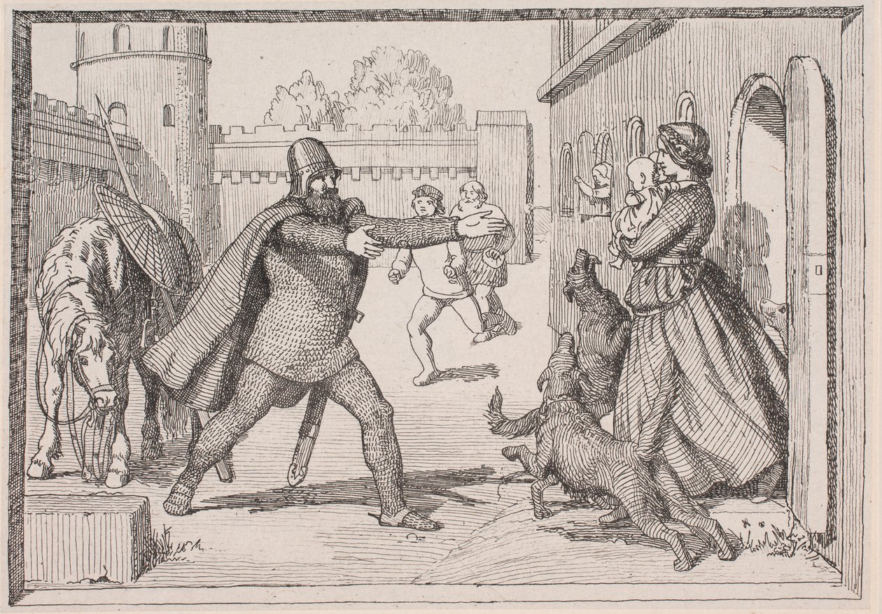 Ilustracja do wiersza Adama Oehlenschlägera „Dwie wieże kościelne” autorstwa Lorenz Frølich