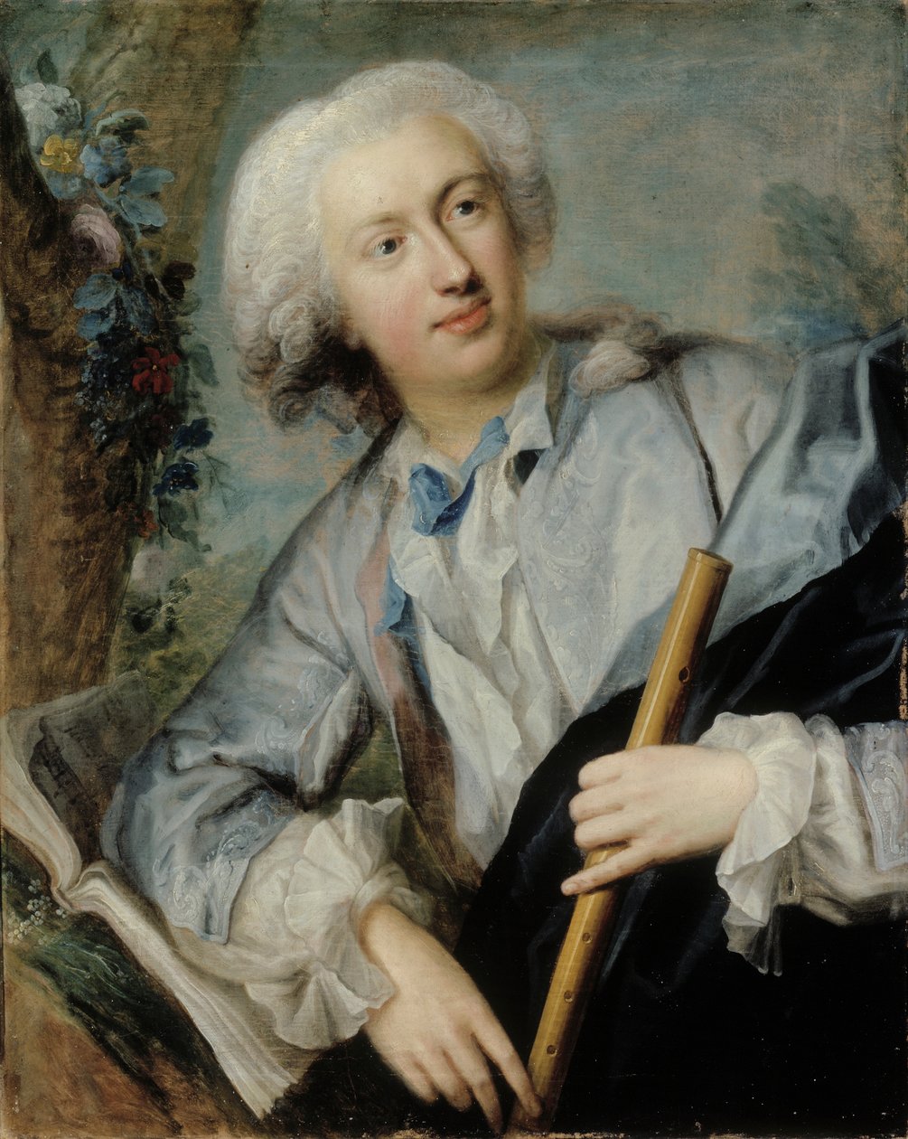 Fletista, 1734. autorstwa Lorenz Pasch the Elder