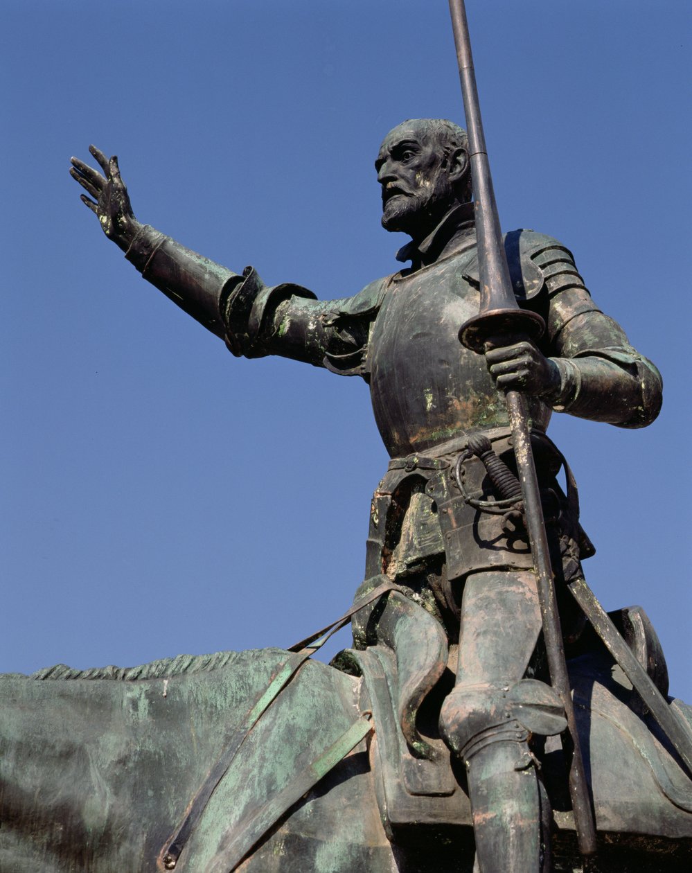 Don Kichot, od pomnika Miguela de Cervantesa (1547-1616) 1927 (brąz) (detal) autorstwa Lorenzo Coullaut Valera