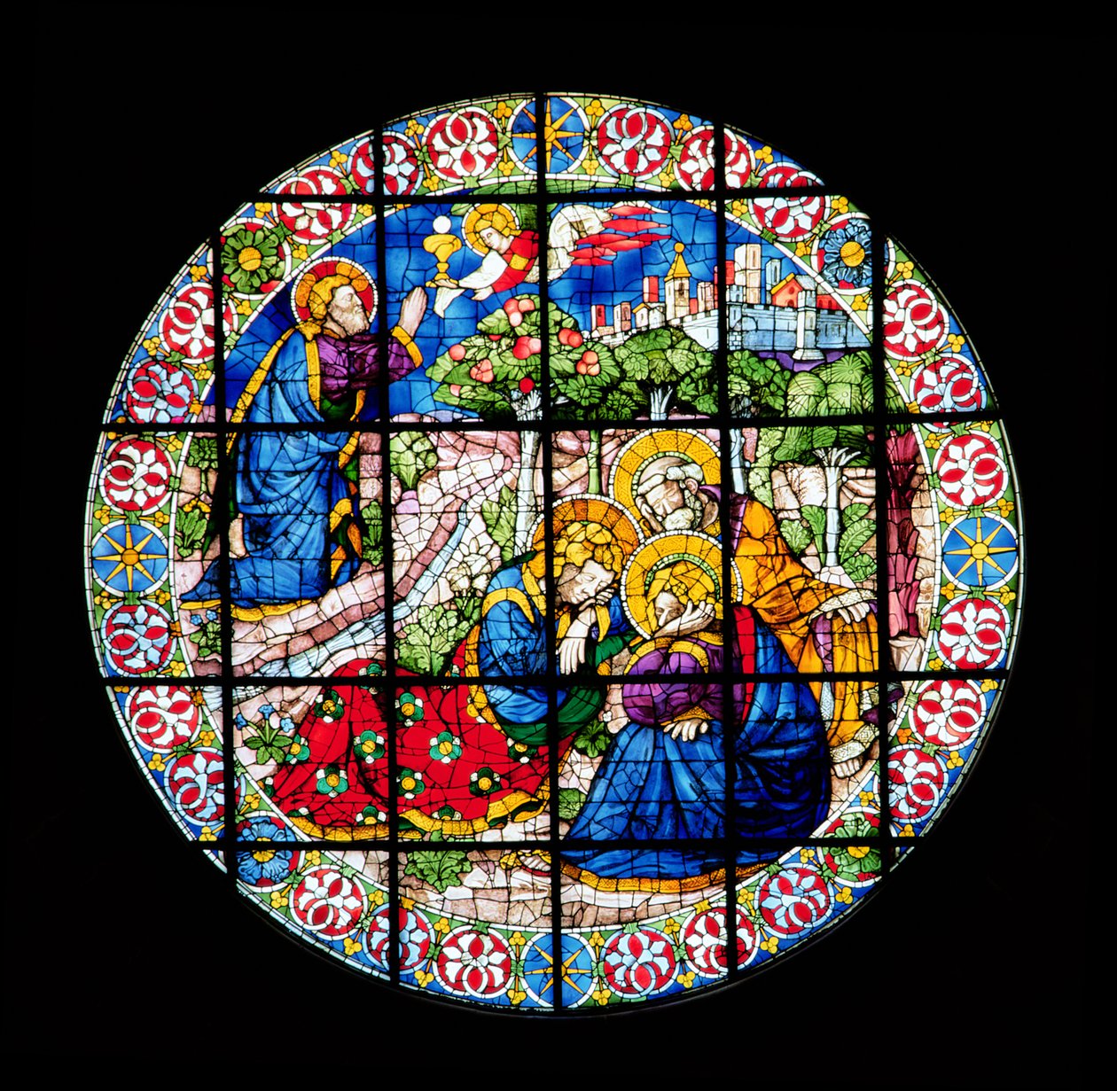 Oculus przedstawiający Chrystusa w Ogrodzie Getsemani, 1443-45 (witraż) autorstwa Lorenzo Ghiberti