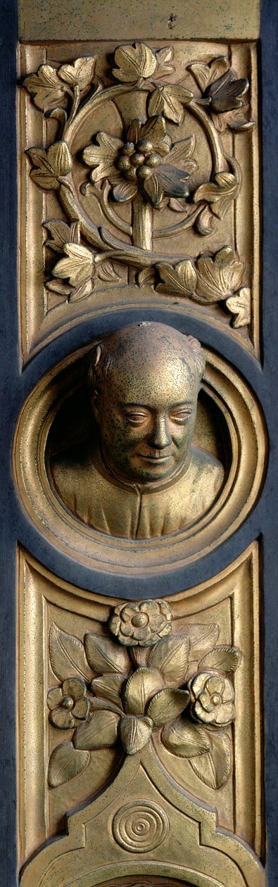 Autoportret na rondzie z ramy Bram Raju (drzwi wschodnie) 1425-52 (brąz złocony) (patrz także 87652-61 i 87663-67) autorstwa Lorenzo Ghiberti
