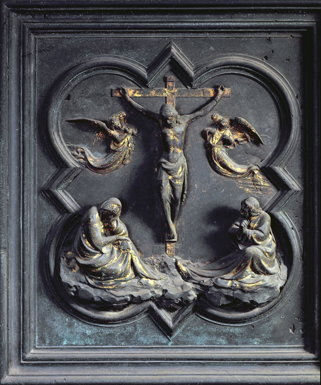 Ukrzyżowanie, XVIII panel Drzwi Północnych Baptysterium San Giovanni, 1403-24 (brąz) autorstwa Lorenzo Ghiberti