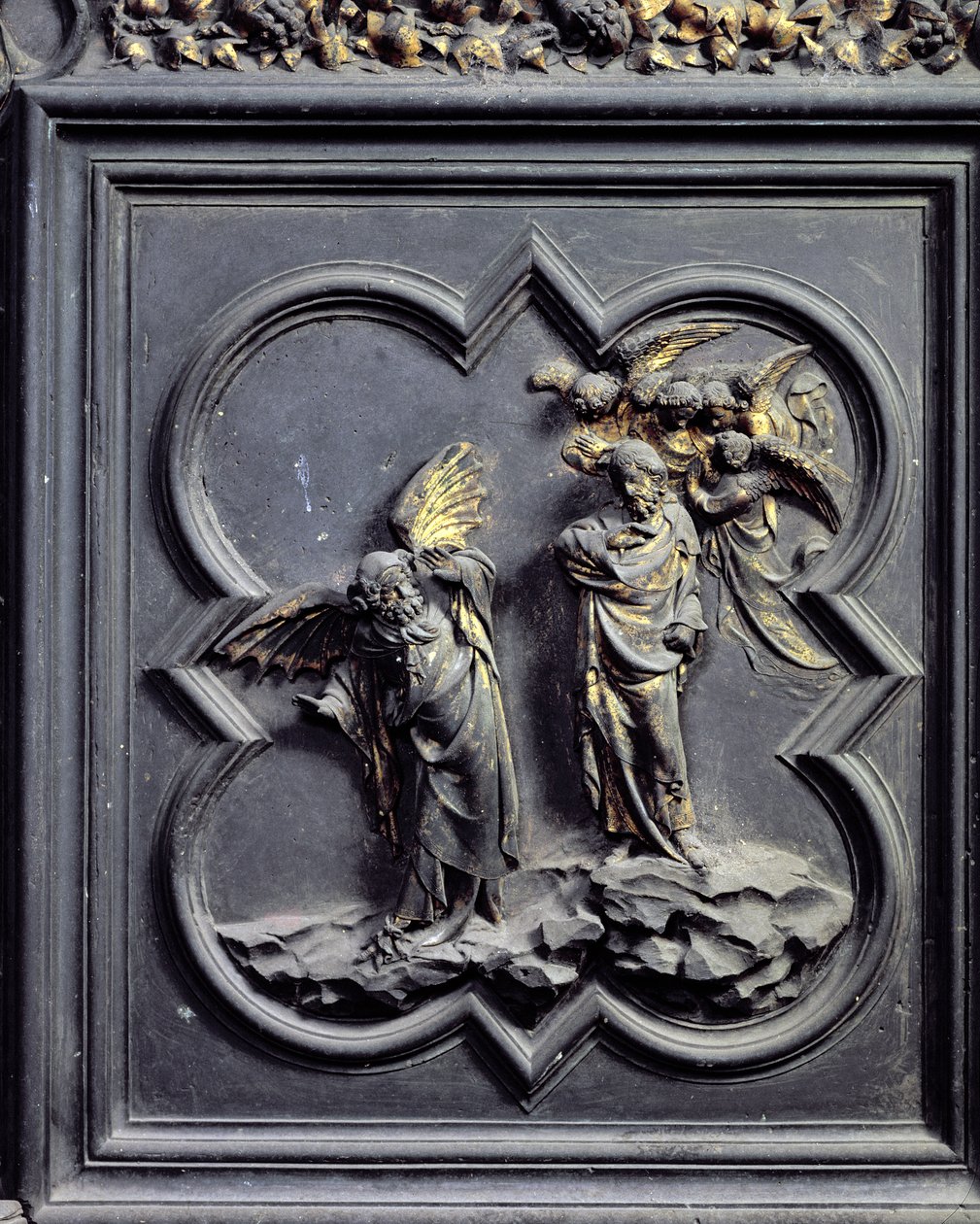 Kuszenie Chrystusa, szósty panel drzwi północnych baptysterium San Giovanni, 1403-24 (brąz) autorstwa Lorenzo Ghiberti