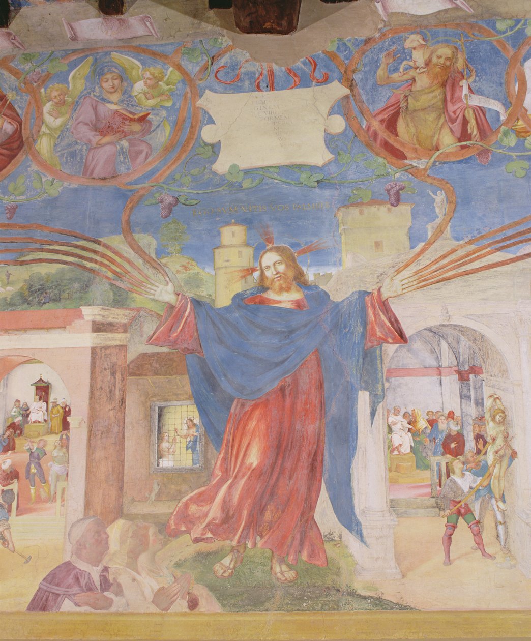 Fragment obrazu „Chrystus-winorośl i legenda św. Barbary”, 1524 autorstwa Lorenzo Lotto